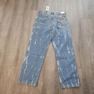 Wrangler X Free People Jeans Mens Size 34x34 Blue Acid Wash Loose Fit